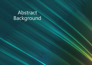 Siyah arka planda soyut dalgalı kare ızgara. Parlak renk değişimi. Duvar kâğıdı, afiş, kapak, broşür için şık bir zemin. İş planı. Vektör illüstrasyonu