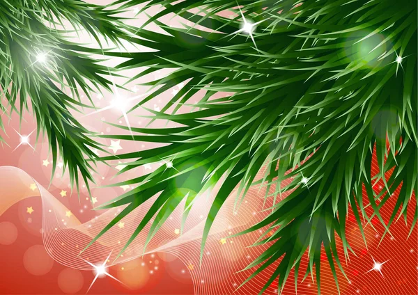 闪闪发光的圣诞背景装饰着绿色的云杉枝条 神奇的光芒 为您的设计提供矢量图解 — 图库矢量图片
