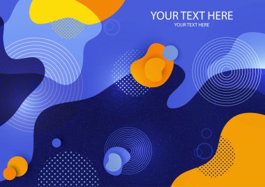 Parlak soyut arkaplan, renkli dalgalar, akan sıvı form, sıvı sıçrama. Kartvizitler, davetiyeler, hediye kartları, broşürler için modern grafik tasarımı. Vektör illüstrasyonu