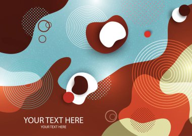 Parlak soyut arkaplan, renkli dalgalar, akan sıvı form, sıvı sıçrama. Kartvizitler, davetiyeler, hediye kartları, broşürler için modern grafik tasarımı. Vektör illüstrasyonu