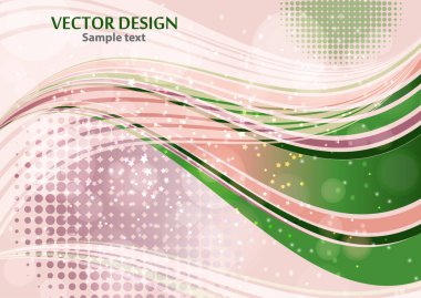 Parlak soyut kompozisyon, parlak kıvrımlı çizgiler, dalgalı harmanlama çizgileri, parlak parçacıklar, parlaklık. Kağıt, pankart, el ilanı ve arkaplan tasarımı için bokeh efektli sihirli bir kavram. Vektör illüstrasyonu.