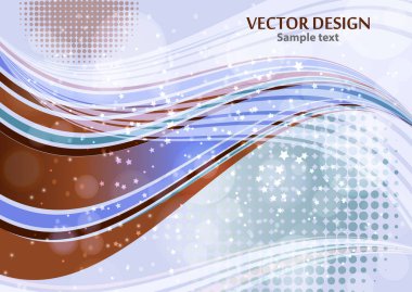 Parlak soyut kompozisyon, parlak kıvrımlı çizgiler, dalgalı harmanlama çizgileri, parlak parçacıklar, parlaklık. Kağıt, pankart, el ilanı ve arkaplan tasarımı için bokeh efektli sihirli bir kavram. Vektör illüstrasyonu.