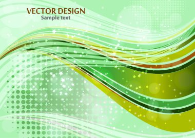 Parlak soyut kompozisyon, parlak kıvrımlı çizgiler, dalgalı harmanlama çizgileri, parlak parçacıklar, parlaklık. Kağıt, pankart, el ilanı ve arkaplan tasarımı için bokeh efektli sihirli bir kavram. Vektör illüstrasyonu.