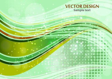 Parlak soyut kompozisyon, parlak kıvrımlı çizgiler, dalgalı harmanlama çizgileri, parlak parçacıklar, parlaklık. Kağıt, pankart, el ilanı ve arkaplan tasarımı için bokeh efektli sihirli bir kavram. Vektör illüstrasyonu.