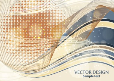 Parlak soyut kompozisyon, parlak kıvrımlı çizgiler, dalgalı harmanlama çizgileri, parlak parçacıklar, parlaklık. Kağıt, pankart, el ilanı ve arkaplan tasarımı için bokeh efektli sihirli bir kavram. Vektör illüstrasyonu.