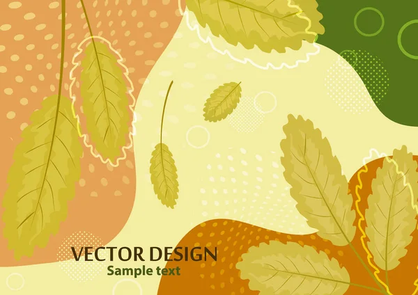 Творчий Яскравий Абстрактний Фон Листям Гілками Шаблон Вашого Дизайну Пробілом — стоковий вектор