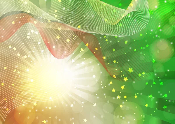 Lys Abstrakt Sammensetning Glimt Solen Stråler Bølgete Blandingslinjer Musserende Partikler – stockvektor