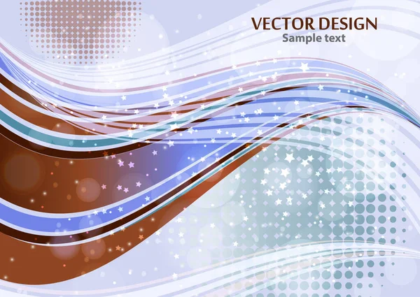 Composición Abstracta Brillante Líneas Curvas Brillantes Líneas Onduladas Mezcla Partículas — Vector de stock