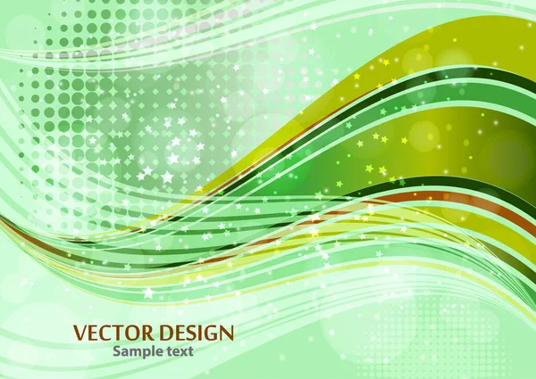 Heldere Abstracte Compositie Glanzende Gebogen Lijnen Golvende Menglijnen Sprankelende Deeltjes — Stockvector