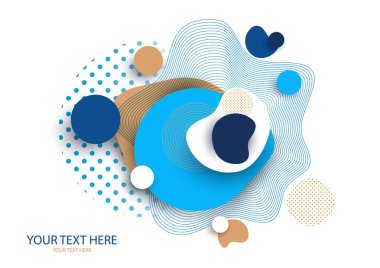 Dinamik renk şekilleri ve çizgiler. Beyaz zemin üzerinde akan sıvı formları olan soyut bileşim. Tasarım afişi, el ilanı veya sunum şablonu. Vektör illüstrasyonu.