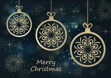 Soyut noel balosu. Yaratıcı kar tanesi süsü içinde. Karanlık parlak arka planda. Tasarımınız için vektör illüstrasyonu.