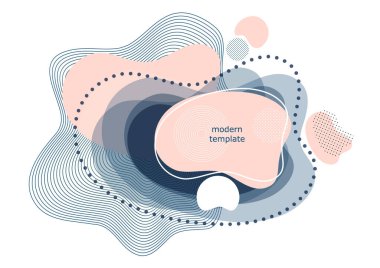 Dinamik renk şekilleri ve çizgiler. Beyaz zemin üzerinde akıcı sıvı formları olan modern soyut kompozisyon. Tasarım afişi, el ilanı veya sunum şablonu. Vektör illüstrasyonu