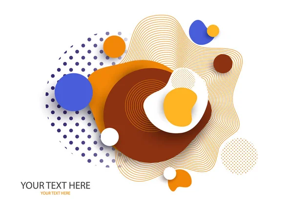 Dinamik renk şekilleri ve çizgiler. Beyaz zemin üzerinde akan sıvı formları olan soyut bileşim. Tasarım afişi, el ilanı veya sunum şablonu. Vektör illüstrasyonu.