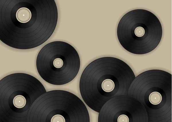 Zenei Koncepció Bakelitlemezekkel Bézs Alapon Vektor Illusztráció Tervezés — Stock Vector