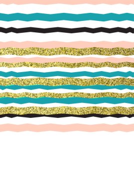 Modayı takip eden soyut tasarım renkli ve beyaz arka planda altın çizgiler. Yazılı ürünler için şirket şablonu. Vektör illüstrasyonu