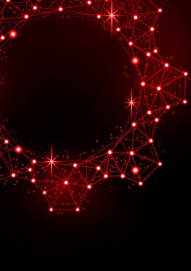 Siyah arka planda parlak efektli parlak dişli simgesi. Şebeke dişli simgesi parlak çokgen ağ çerçevesi. Tasarımınız için vektör illüstrasyonu.