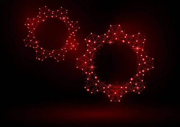Абстрактная Модель Подсветкой Черном Фоне Блестящая Рамка Треугольной Сеткой Передач — стоковый вектор