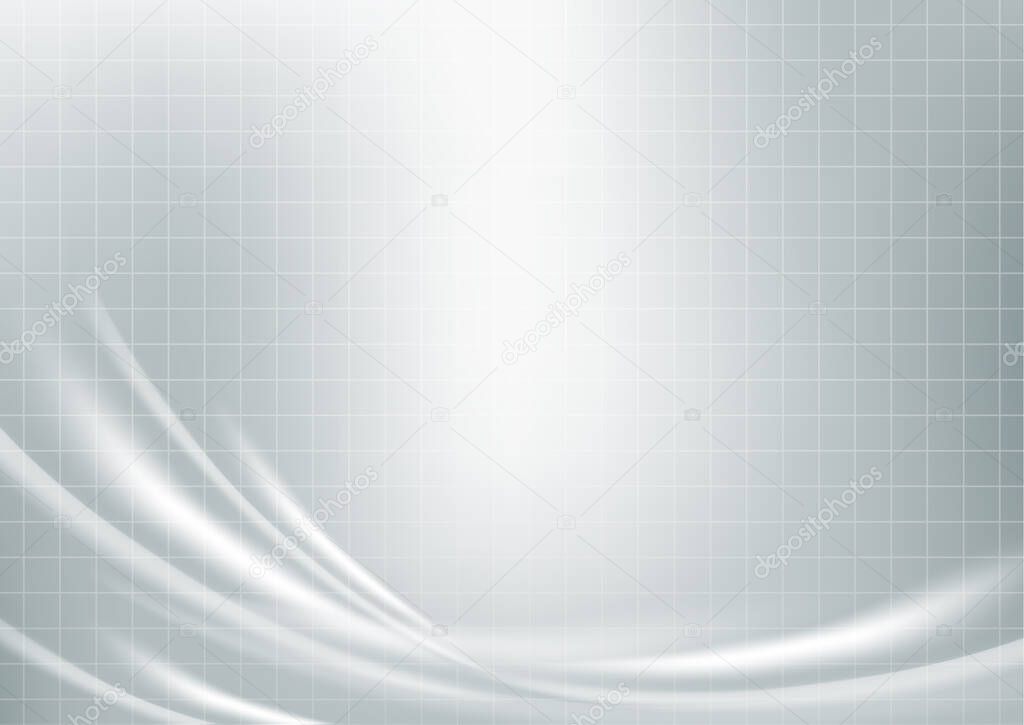 Square grid, waves, highlights. Abstract tech background for presentation or web banner template. Vector illustration for your design.