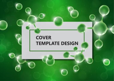 Moleküller ve atomlarla soyut bir arkaplan. Tıbbi, bilimsel ve teknolojik kavramlar. Parlak modern tasarım. Vektör illüstrasyonu