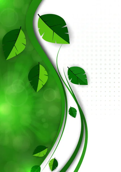 Абстрактно Зеленые Листья Волны Яркий Современный Фон Вспышка Экологическая Концепция — стоковый вектор