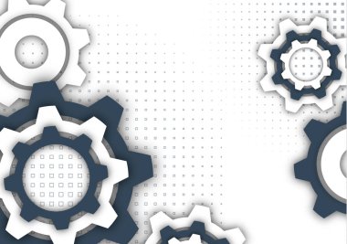 Teknolojik arka plan, dişli tekerlek, modern örtü şablonu. Takım çalışması kavramı, fikirler, çözümler, mekanizmanın bir parçası. Tasarımınız için vektör illüstrasyonu.