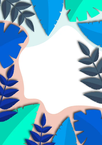Τροπικό Πανό Δημιουργικά Φύλλα Λευκό Φόντο Εποχιακή Αφίσα Μοντέρνο Στυλ — Διανυσματικό Αρχείο