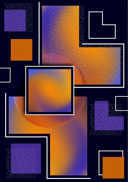 Bunte Dekorative Komposition Abstrakte Geometrische Formen Textur Auf Schwarz Universelle — Stockvektor
