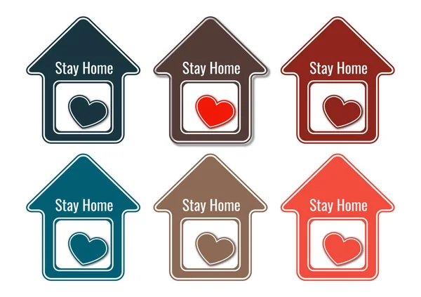 Ikon Kreatif Tetap Rumah Hati Simbol Rumah Karantina Untuk Mencegah - Stok Vektor
