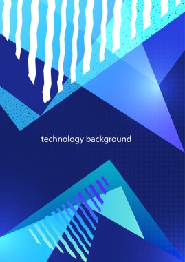Üçgenli soyut geometrik kompozisyon ve dekoratif dalgalı çizgiler, noktalar. Tasarımın için modern teknoloji geçmişi. Vektör illüstrasyonu