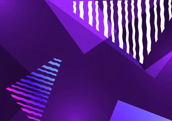 Abstracte Geometrische Compositie Met Driehoeken Decoratieve Golvende Lijnen Stippen Moderne — Stockvector