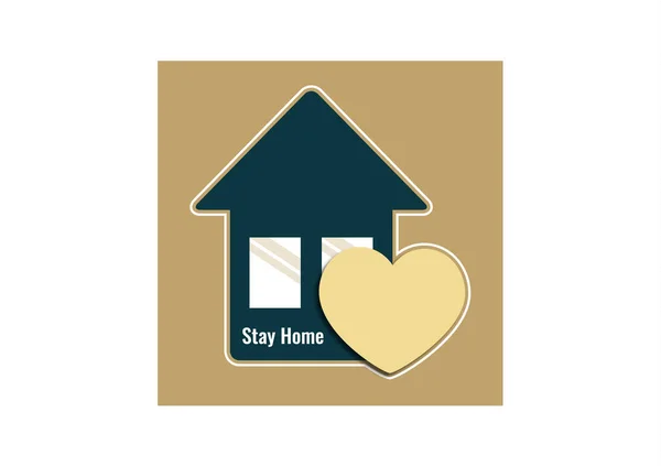 Ikon Kreatif Tetap Rumah Hati Simbol Rumah Karantina Untuk Mencegah - Stok Vektor