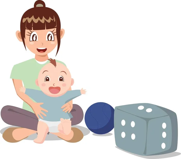 Mother Playing Her Baby Vector Illustration — Stock Photo, Image