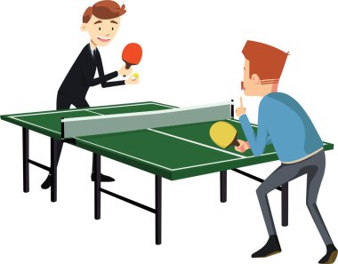 Müdür ve yönetmen mesai arasında pinpon oynarken eğleniyor.
