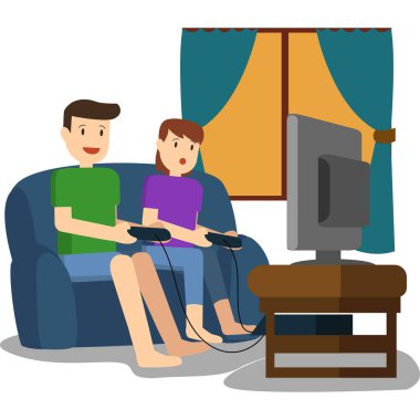 Genç adam ve genç kadın evde oyun oynuyorlar.