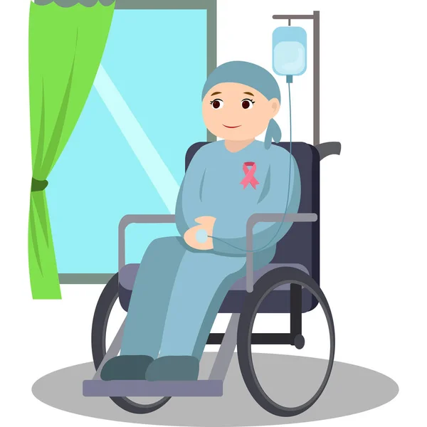 Cancer Patient Sitting Wheel Chair Looking Window Illustration — Stock Photo, Image