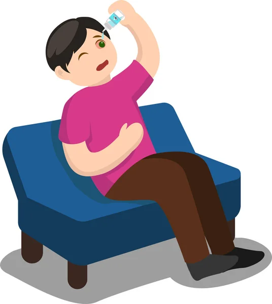 Sol gözüne damla damlatan bir adam.