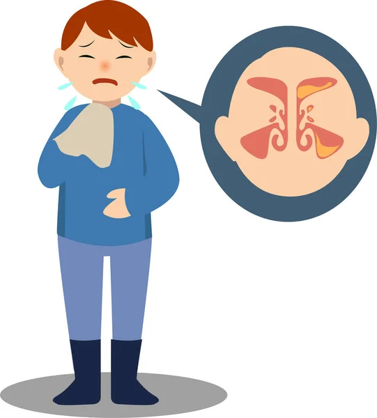 Een Man Voelt Zich Ziek Door Sinusitis Illustratie — Stockfoto