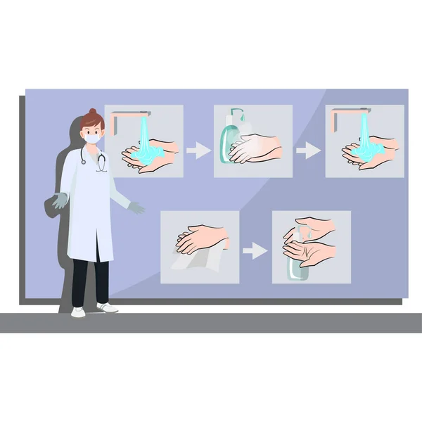 Illustratie Van Hoe Onze Hand Stap Voor Stap Steriliseren — Stockfoto