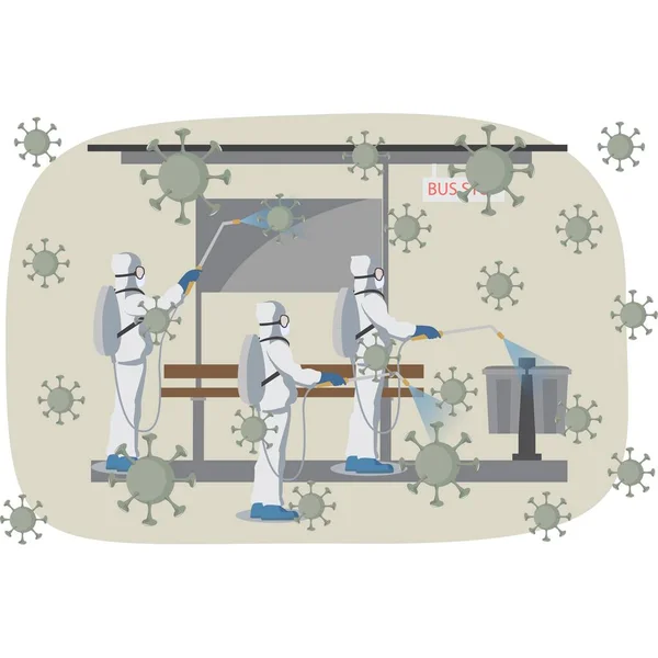 Sağlık personeli dışarıda sterilizasyon yapıyor.