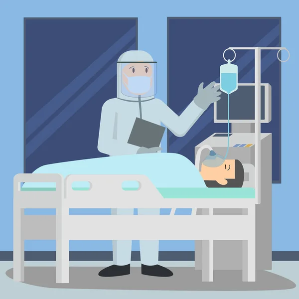 Medical Staff Changing Infuses Covid19 Patient — Stock Photo, Image