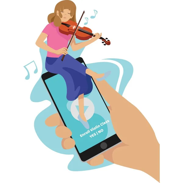 Violin Onine Kurs Telefon Illustration — Stockfoto