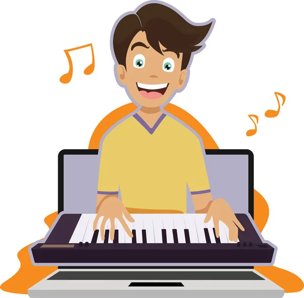 Man Som Undervisar Piano Online Klass Illustration — Stockfoto
