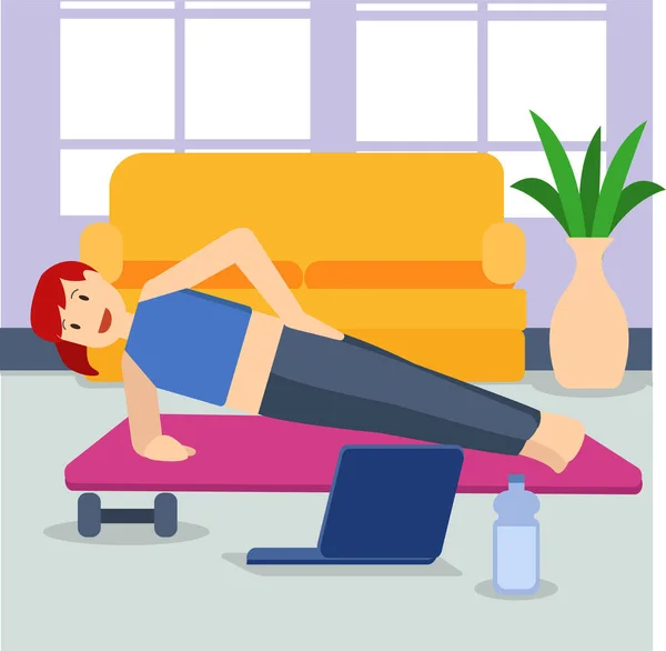 Woman Learning Fitness Online Fitness Course — Stock Photo, Image