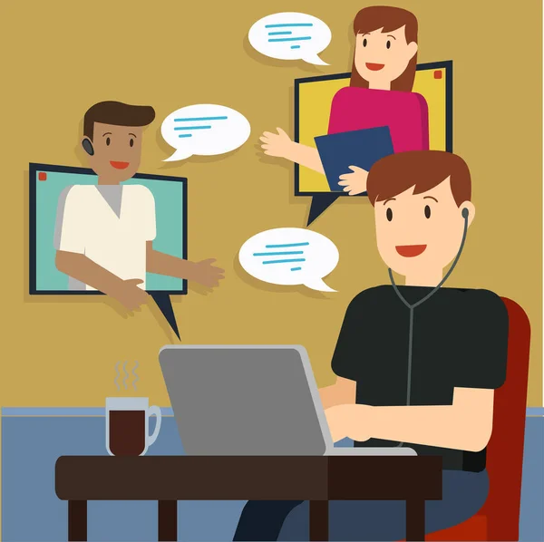 Peoples Doing Online Meeting Illustration — Stock Photo, Image