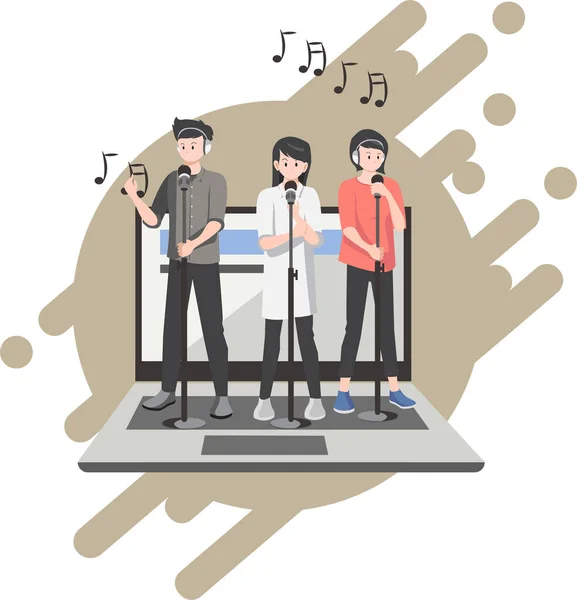 Peoples Singing Together Online Illustration — Stock Photo, Image