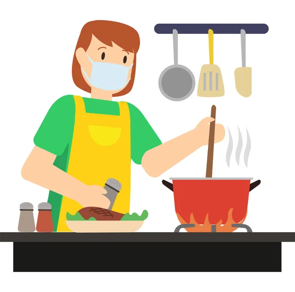 Madre Cookinig Ilustración Cocina —  Fotos de Stock