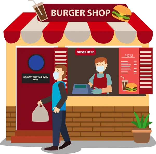 Illustration Von Fast Food Zum Mitnehmen Bei Pandemie — Stockfoto
