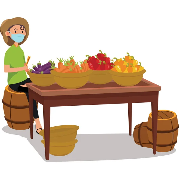 Bir sebze satıcısı taze ve sağlıklı sebzeler satıyor.