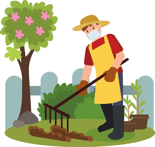 Man Som Gräver Jord För Plantering Trädgård — Stockfoto