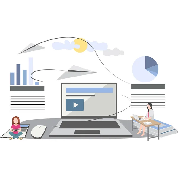 2 kadın internet illüstrasyonundan çok şey öğreniyor.